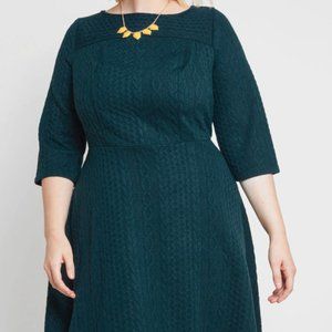 ModCloth A-Line Teal 3/4 Sleeve Dress 3/4  (1X)